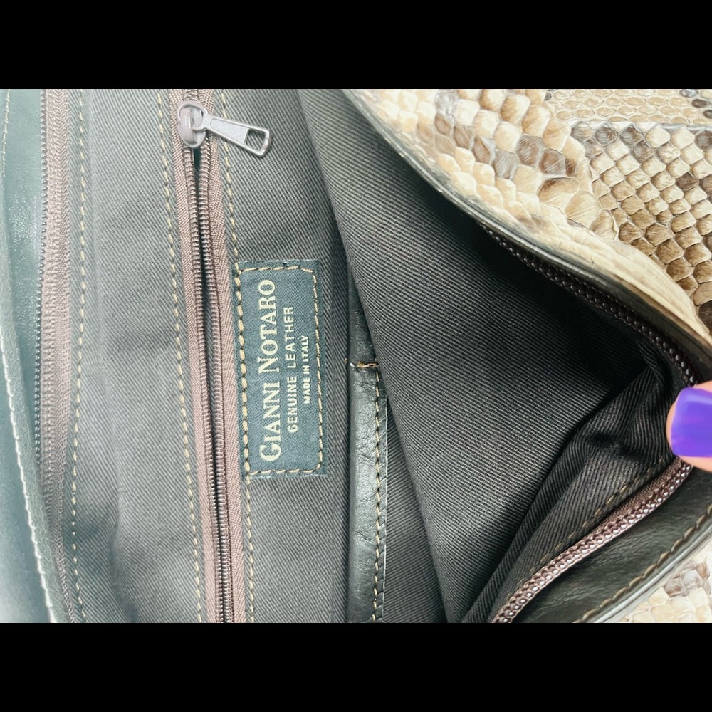 Gianni Notaro Python Oversized Shoulder Bag Beige… - image 2